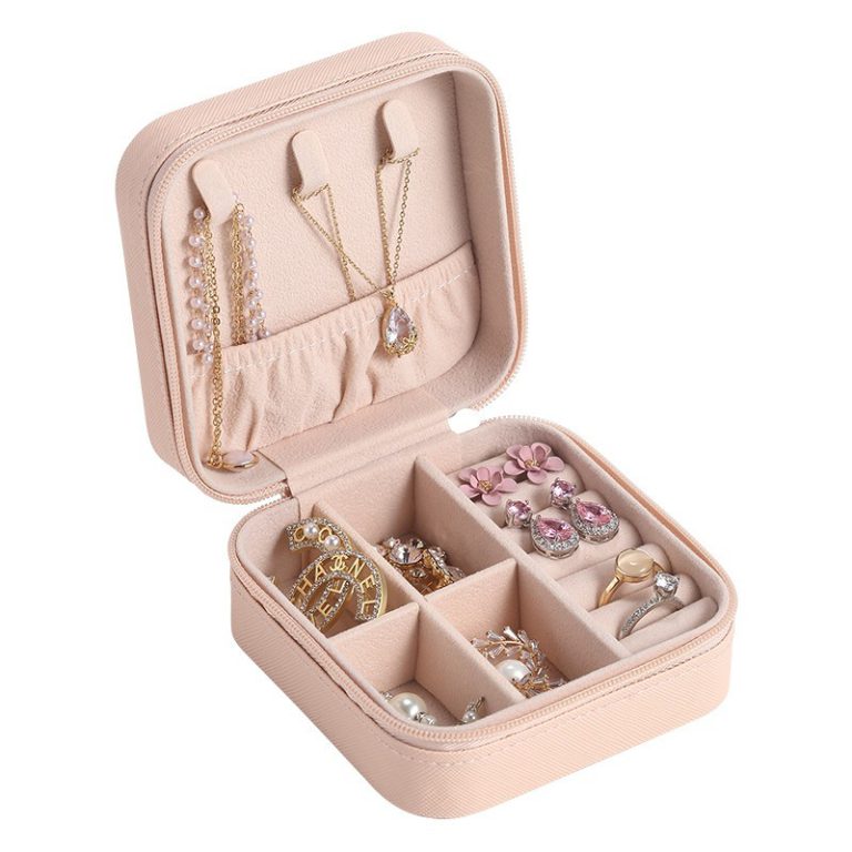 Travel Leather Pocket Jewellery Organizer Box (Mix/Random color)