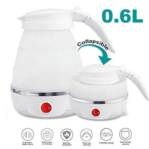 Fast Water Boiling 600 Ml Portable Kettle Travel Kettle Foods Boils Quickly Silicone Small Collapsible Foldable Electric Sports Bottle (Random Color)
